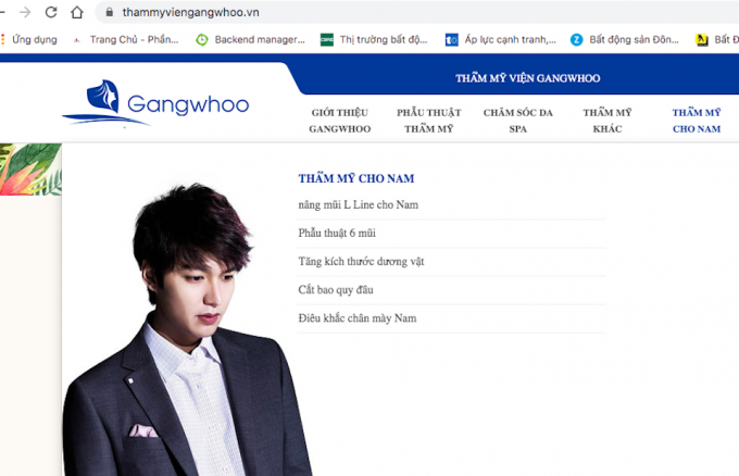 Ngày 20/3/2020, sau khi đã bị Sở Y tế TP xử phạt, Website của TMV Gangwhoo vẫn công khai quảng cáo dịch vụ ngoài giấy phép.