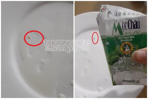 Sản phẩm sữa Mocchaumilk bị khách hàng phản ánh có đỉa (ảnh cắt từ clip).