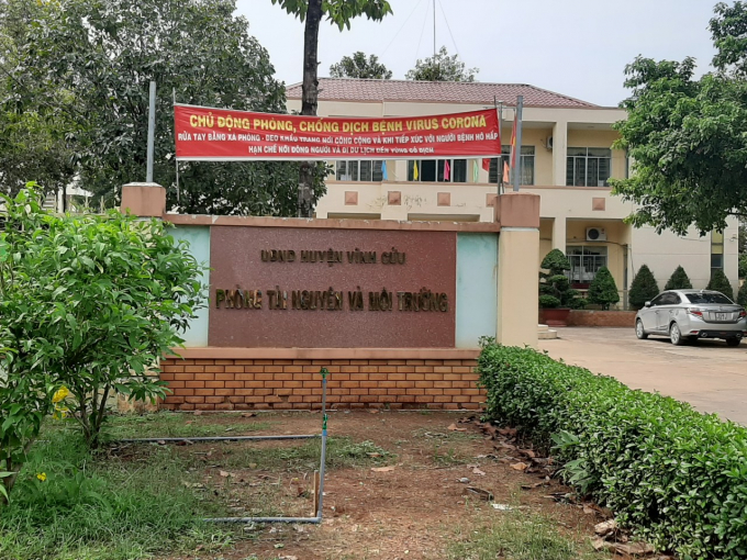 Phòng Tài nguyên và Môi trường huyện Vĩnh Cửu.