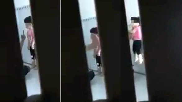 Một số hình ảnh đánh đập, bạo hành cháu gái trong đoạn video lan truyền trên mạng xã hội