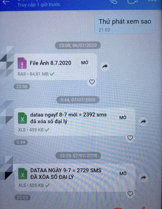 Thông tin hành khách đi trên các chuyến bay của Hãng hàng không VietJet cất - hạ cánh tại sân bay Nội Bài được gửi qua tin nhắn Zalo