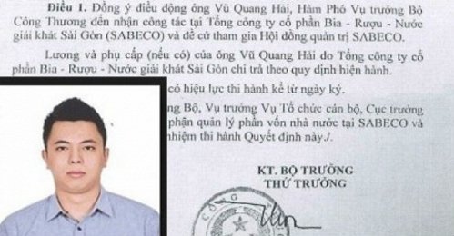 Quyết định bổ nhiệm ông Vũ Quang Hải về Hội đồng quản trị Sabeco