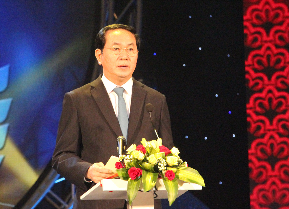 Chủ tịch nước Trần Đại Quang phát biểu tại Lễ trao Giải báo chí Quốc gia lần thứ X.