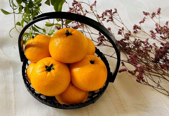Những chiếc bánh bao được tạo hình giỏ cam. Ảnh: Nhân vật cung cấp.
