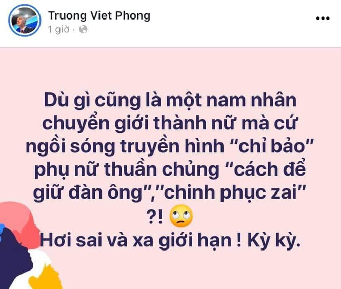 Phát ngôn gây tranh cãi của MC Việt Phong. Ảnh chụp màn hình.