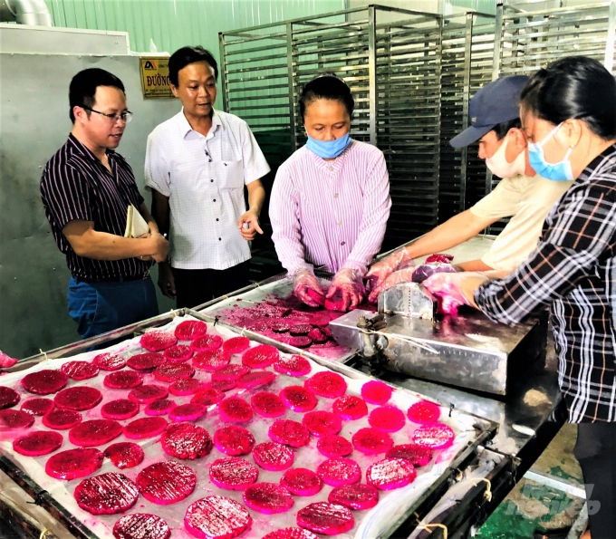 Một số cơ sở chế biến thanh long trên địa bàn huyện Châu Thành - Long An đang hoạt động và cho ra lò nhiều sản phẩm theo nhu cầu thị trường. Ảnh: MS