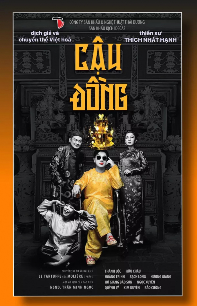 Sân khấu IDECAF ghi tên tác giả Thiền sư Thích Nhất Hạnh trên quảng cáo vở kịch 