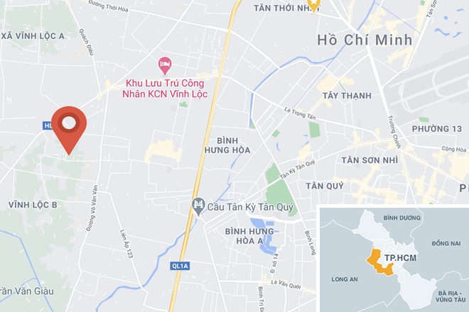 Ấp 4, xã Vĩnh Lộc B (chấm đỏ), nơi xảy ra vụ nổ. Ảnh: Google Maps.