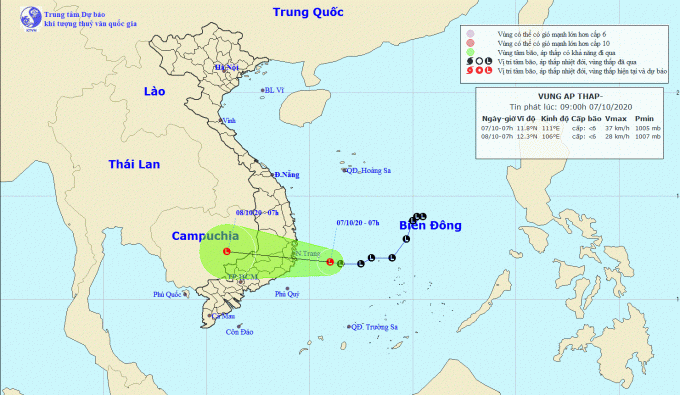 Vùng áp thấp cách Phú Yên, Khánh Hòa khoảng 170km, mưa lớn kéo dài ở Trung Bộ