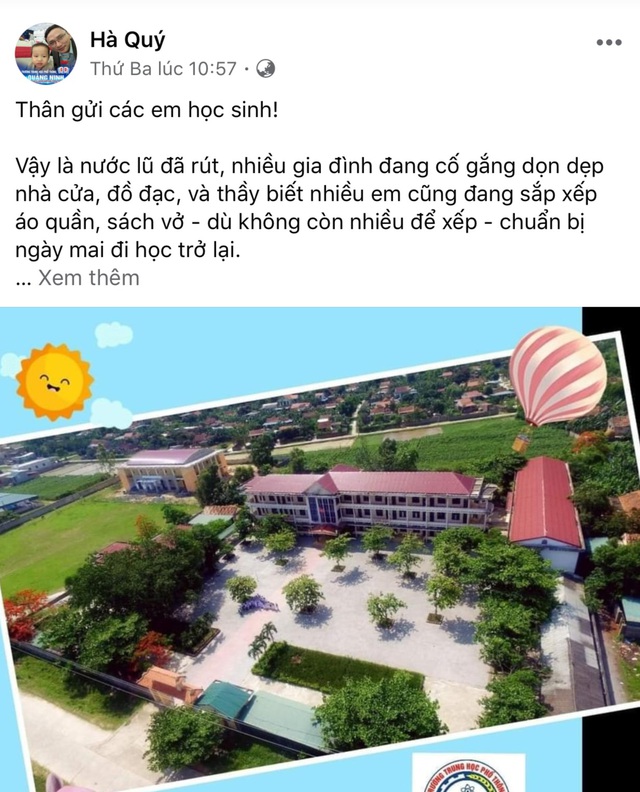 Thầy Quý chia sẻ bức thư gửi học trò trên Facebook cá nhân.