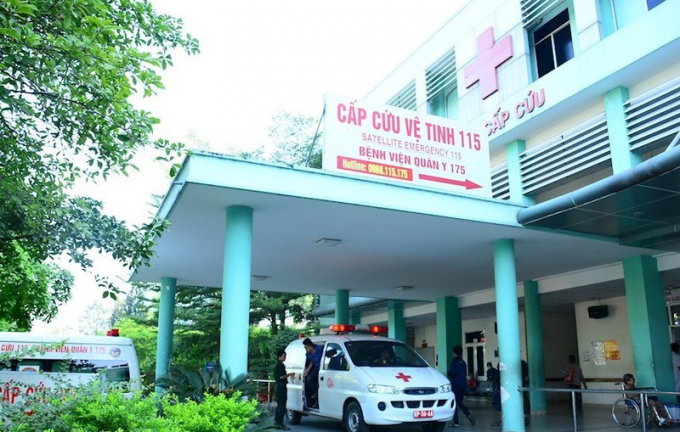 Bệnh viện Quân y 175, nơi tiếp nhận hai em học sinh của vụ tai nạn xe máy. Ảnh: TU
