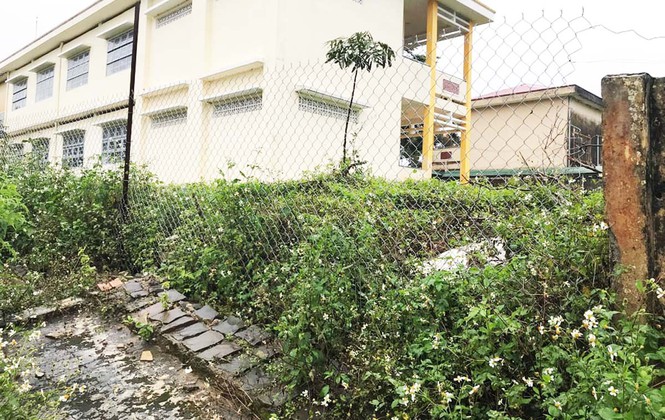 Tại đoạn tường bị đổ sập, nhà trường rào tạm bằng lưới B40. Ảnh: Tiền Phong.