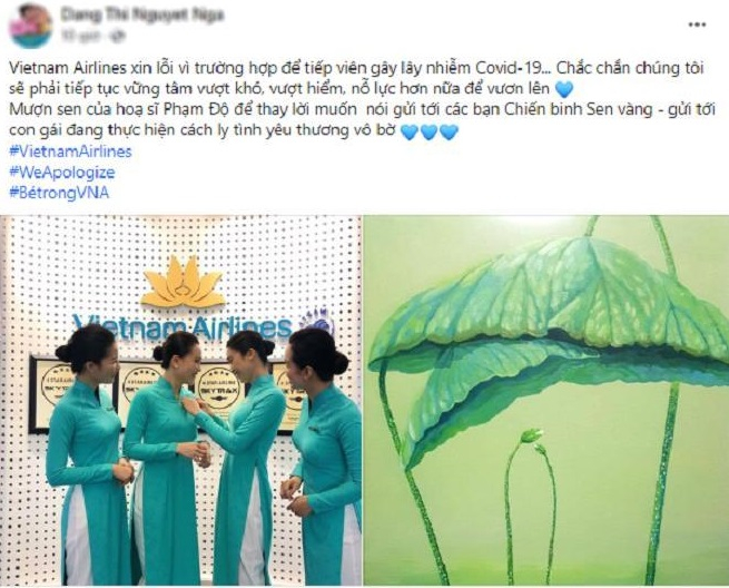 Bài đăng gắn hashtag xin lỗi của một nhân viên Vietnam Airlines.