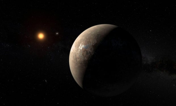 Hình ảnh giả lập hành tinh Proxima b xoay quanh Proxima Centauri - ngôi sao gần Hệ Mặt trời nhất. Ảnh: ESO.