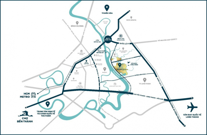 Từ đô thị sinh thái thông minh Aqua City mất 20 phút kết nối về sân bay Long Thành.