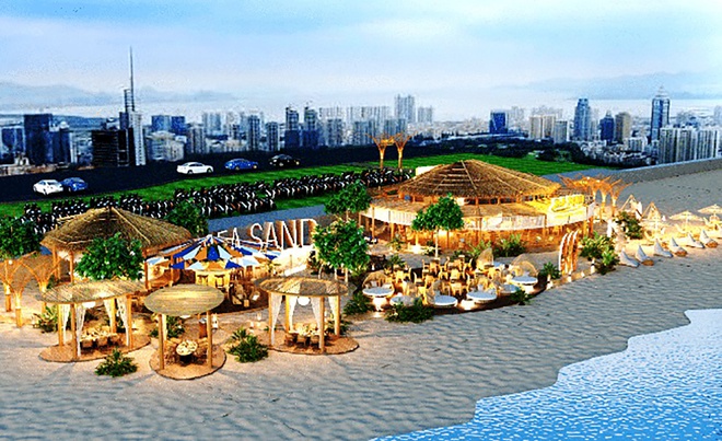 Phác thảo công trình dịch vụ bãi biển SeaSand trên bãi biển Quy Nhơn (Bình Định).