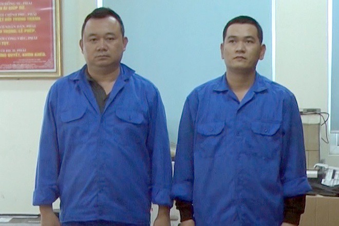 Nguyễn Văn Hùng (trái) và Hoàng Văn Đức. Ảnh: Công an Hưng Yên.