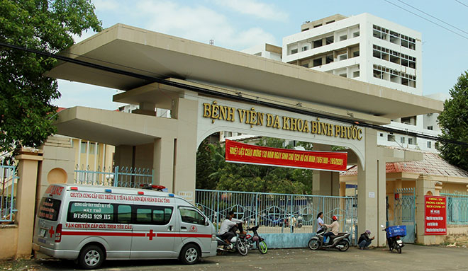 Bệnh viện Đa khoa Bình Phước - nơi cháu Lữ Đoàn Phi Công được phẫu thuật mổ lấy đinh ở tay và gặp tai biến dẫn đến tử vong.