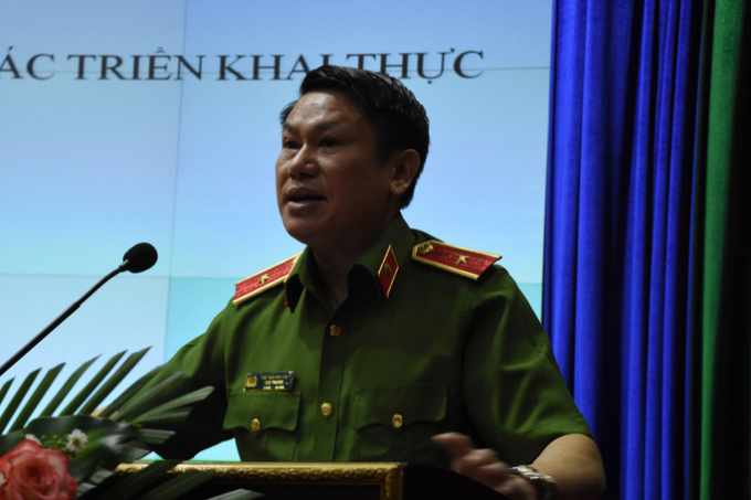 Thiếu tướng Nguyễn Văn Viện, Cục trưởng C04 báo cáo tại Hội nghị