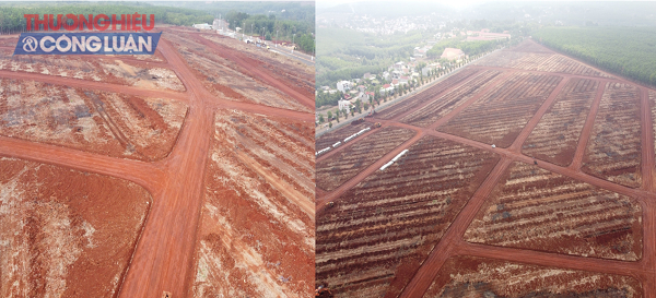 Dự án Diamond City Lộc Ninh vẫn chỉ là bãi đất trống, chưa hoàn thiện hạ tầng. (Ảnh: TRUNG NGUYỄN).