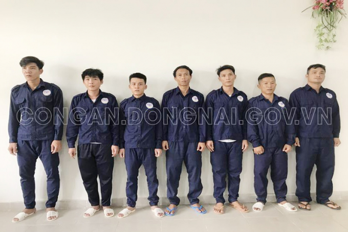 Nhóm học viên cai nghiện đánh anh Phong tử vong. Ảnh: Công an Đồng Nai.