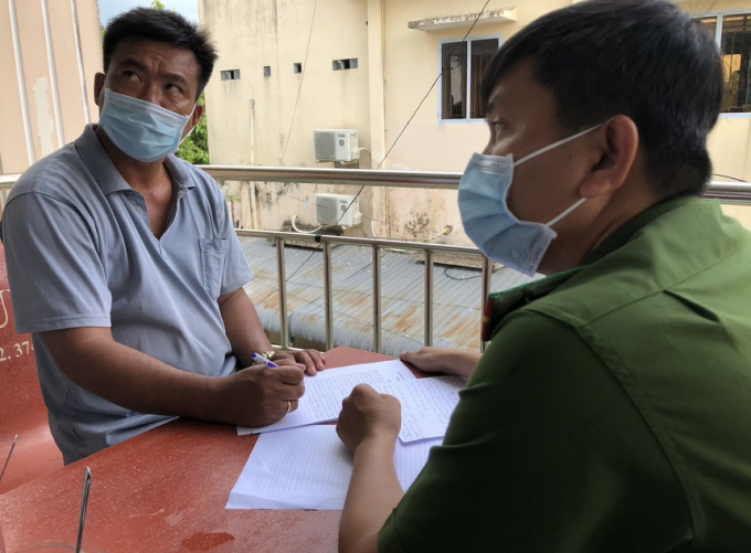 Nguyễn Văn Cương tại cơ quan công an. Ảnh: Đình Đình.