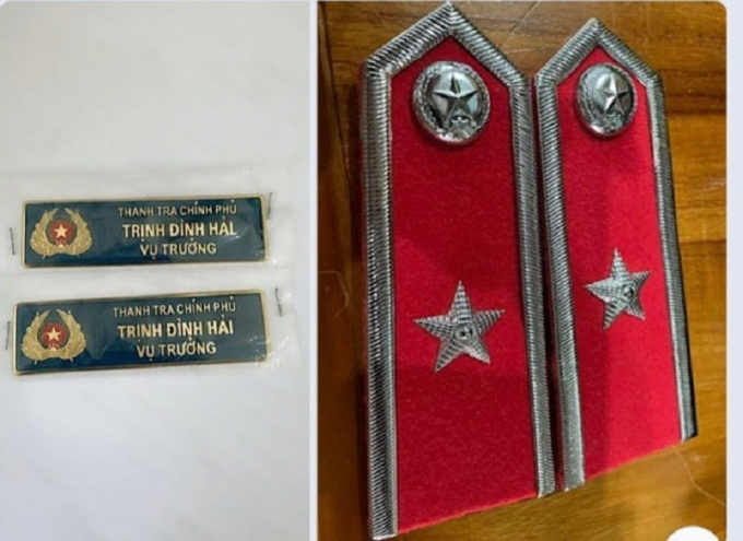 Bảng tên là cầu vai Hải thường đeo. Ảnh: VH