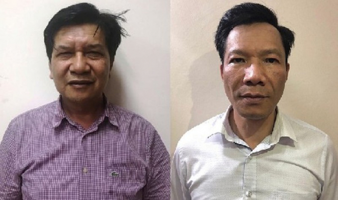 Bị can Trần Quang Hà (trái) và một đồng phạm trong vụ án. Ảnh: BCA