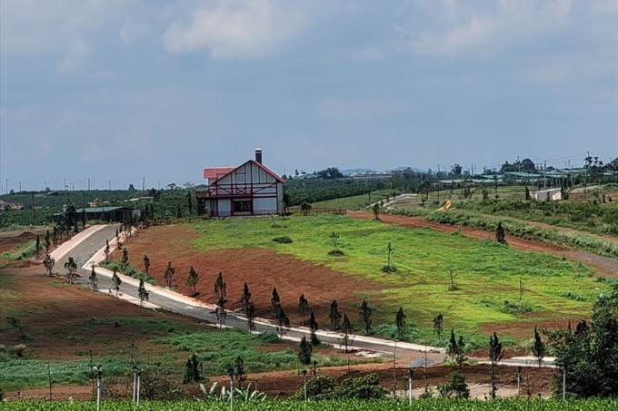 Công an Lâm Đồng đang khám nghiệm hiện trường hiến đất mở đường, phân lô, tách thửa tại TP.Bảo Lộc. Ảnh: TC