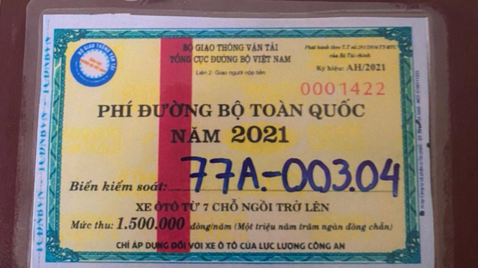 Vé thu phí đường bộ giả được lái xe Cục QLTT Bình Định sử dụng để qua các trạm thu phí. TRƯƠNG ĐÌNH TÂN