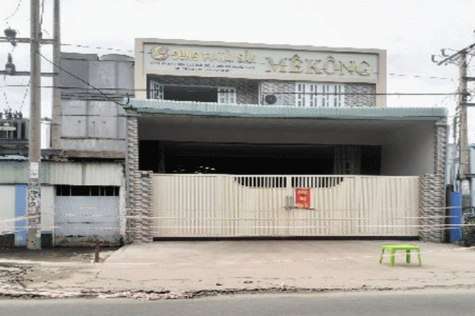 Công ty hải sản Mê Kông bị phong tỏa. Ảnh: Công an Tiền Giang