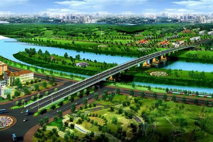 Mô phỏng cầu Thống Nhất trên đường trục trung tâm TP Biên Hòa. Ảnh: VŨ HỘI