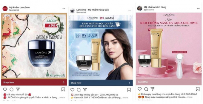 Một số tài khoản giả mạo Lancôme Việt Nam xuất hiện tràn lan trên Instagram