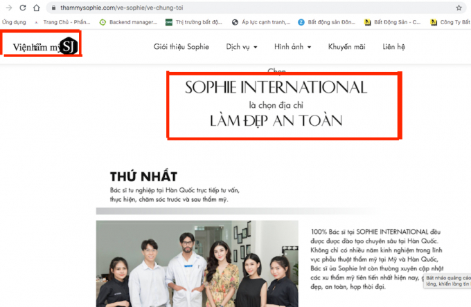 Căn cứ theo những thông tin trên wedsite có thể khẳng định TMV Sophie và Viện thẩm mỹ SJ là một.