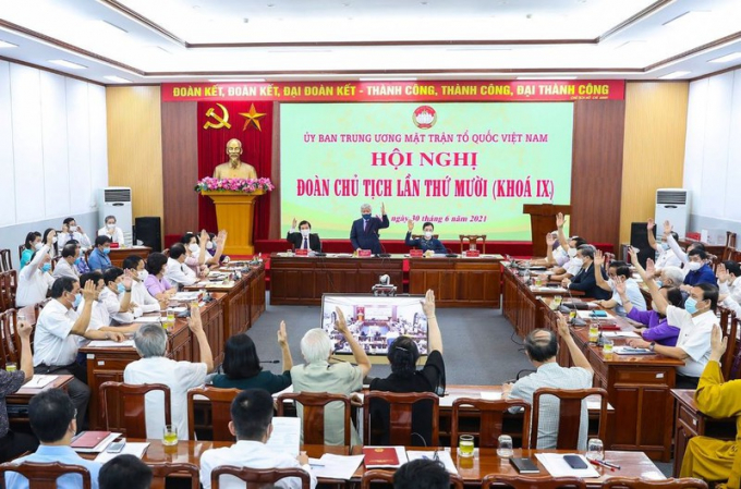 Hội nghị Đoàn Chủ tịch Ủy ban Trung ương MTTQ Việt Nam lần thứ 10 hiệp thương ông Lê Tiến Châu làm Phó Chủ tịch - Tổng thư ký. Ảnh: MTTQ
