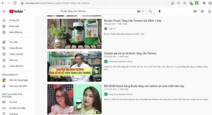 Tiêu đề của một số video đăng tải trên Youtube đều nói Tamino là