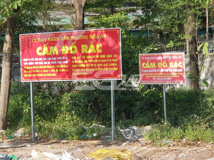 UBND phường Hóa An cắm bảng: CẤM ĐỔ RÁC