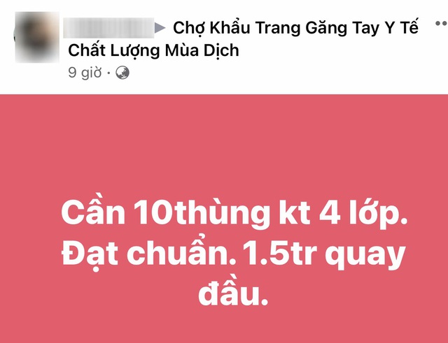 Khẩu trang được rao bán rầm rộ trên chợ mạng