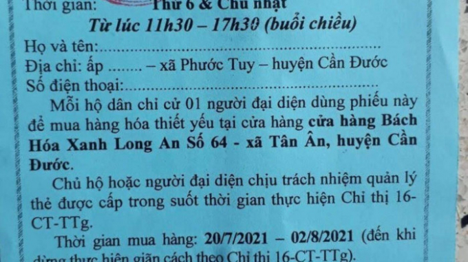 Huyện Cần Đước phát thẻ đại diện hộ gia đình mua hàng tại Bách Hóa Xanh.