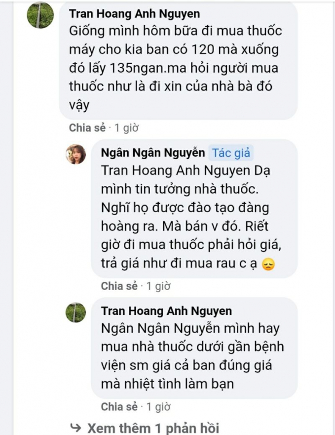 Nội dung bình luận của một tài khoản facebook khác thể hiện bên dưới bài viết của