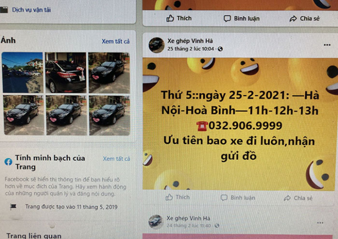 Những hội nhóm “ghép xe” có rất nhiều trên mạng xã hội.