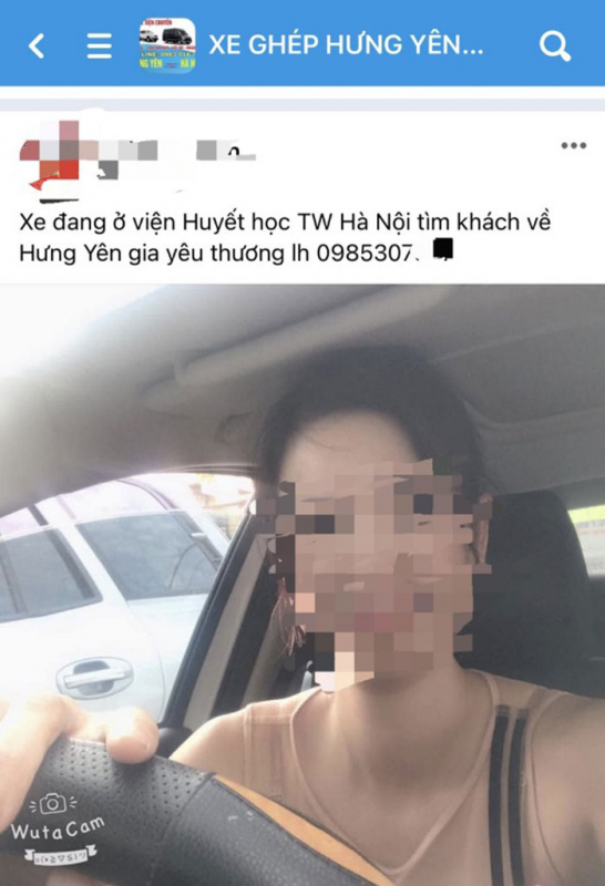 Một dòng trạng thái của tài xế chạy từ Hà Nội về Hưng Yên có nhu cầu đón khách.