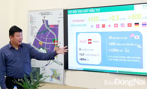 Ông Thái Hoàng Nam, Tổng giám đốc Công ty CP Đô thị Amata Long Thành (H.Long Thành) cho biết, nhiều nhà đầu tư lớn đã chuyển sang tỉnh khác đầu tư do không thể chờ đợi thuê đất mở nhà máy tại Đồng Nai. Ảnh: C.Nghĩa