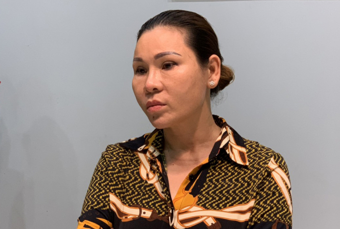 Bà Lâm Thị Thu Trà khi bị bắt. Ảnh: Quang Bình.