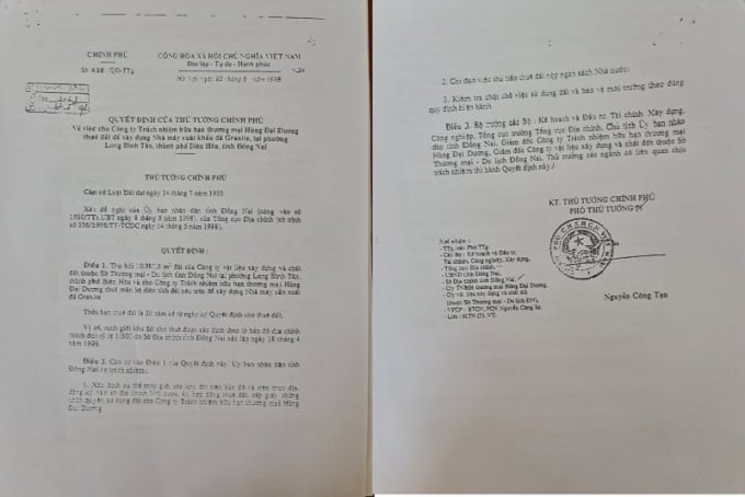 Quyết định cho thuê đất có thời hạn của Thủ tướng Chính phủ
