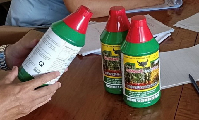 Thuốc thuốc diệt cỏ Haihadup 480SL có chứa thành phần Glyphosate thuộc danh mục mà Nhà nước cấm kinh doanh. Ảnh: dms.gov.vn
