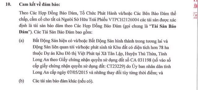 Cam kết về đảm bảo cho các lô trái phiếu của Vạn Trường Phát.