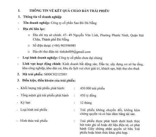Bất chấp cảnh báo rủi ro qua việc phát hành trái phiếu, Công ty Cổ phần Sao đỏ Đà Nẵng vẫn vay được 450 tỷ đồng