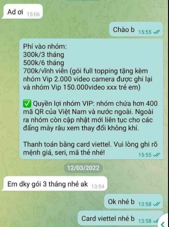 Tin nhắn trao đổi với quản lý nhóm để được vào Nhóm VIP ẢNH CHỤP MÀN HÌNH
