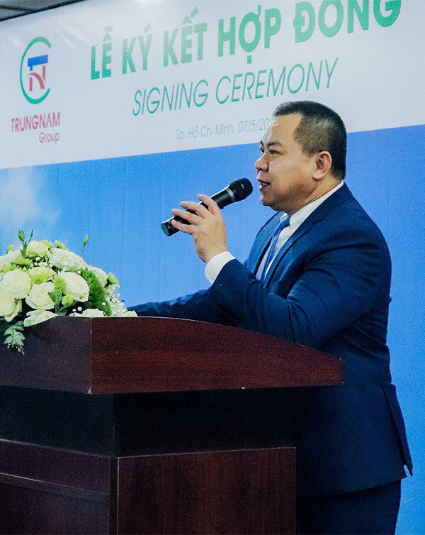 Ông Nguyễn Tâm Tiến – Tổng giám đốc Trungnam Group phát biểu tại buổi lễ ký kết. (Ảnh: Lê Vũ - Bảo Trần)
